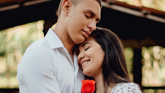 A couple affectionate to one another