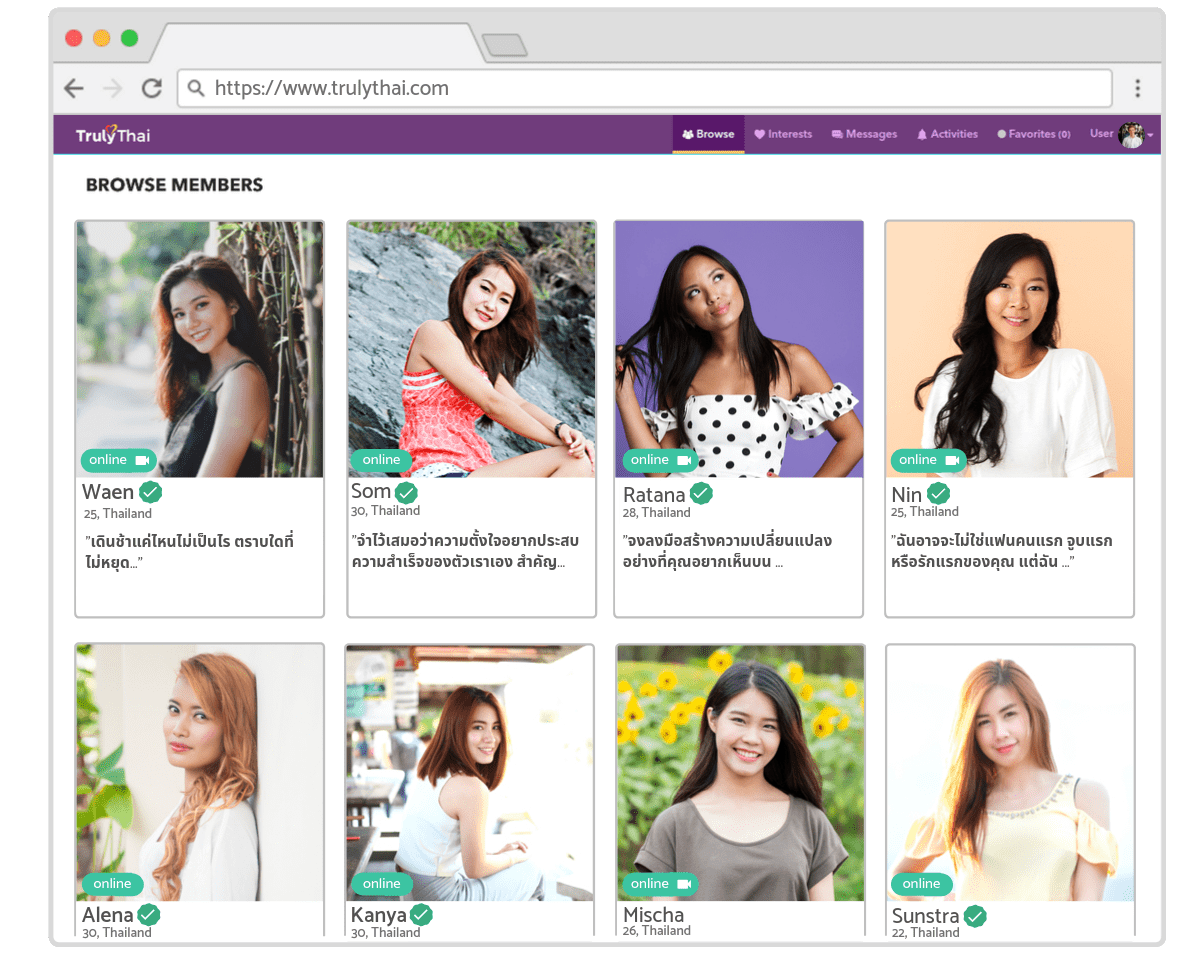 profiles on TrulyThai searching for Thai dates
