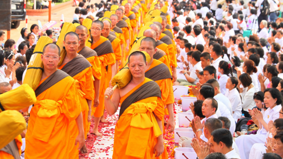 thai monks in a ceremony