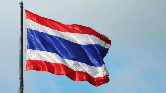 A waving Thai flag